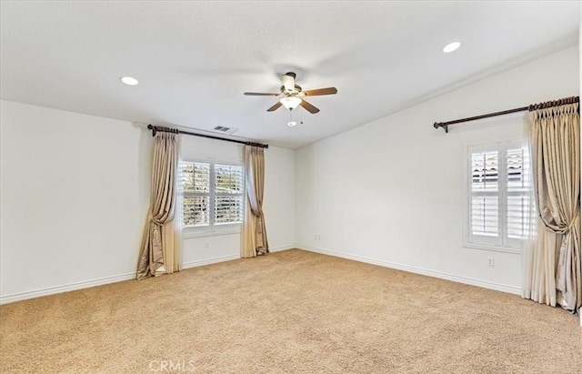 28229 Shirley Ln, Saugus, CA 91350 - spare room with light carpet, a ceiling fan, baseboards, and recessed lighting