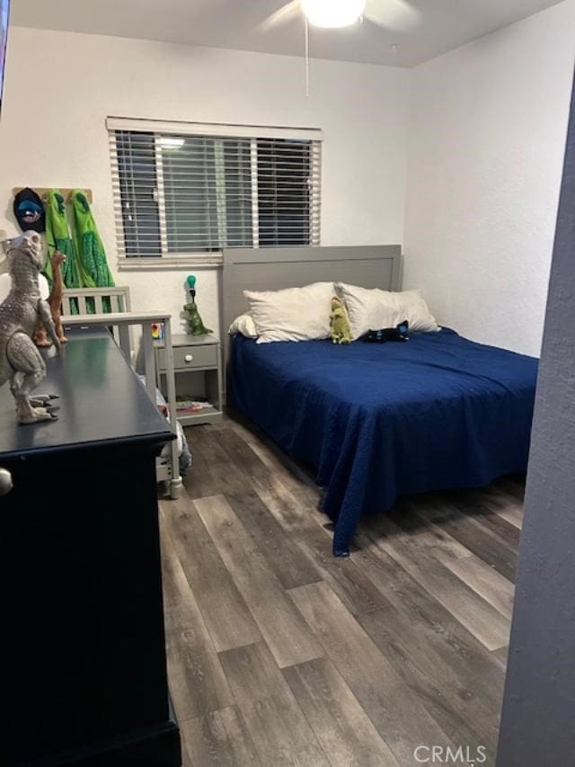 321 N Brampton Ave, Rialto, CA 92376 - bedroom featuring wood finished floors and ceiling fan