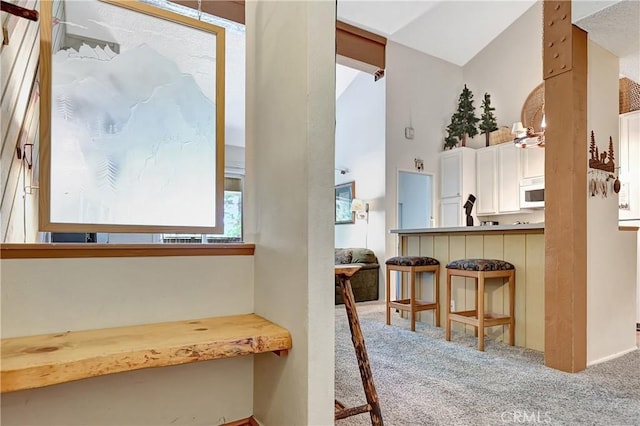 261 Lakeview Blvd Unit 54, Mammoth Lakes, CA 93546 - stairway with carpet flooring and high vaulted ceiling