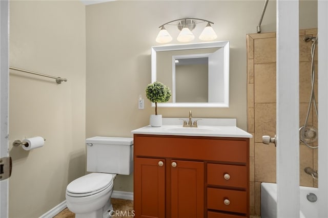18557 Mescal St, Rowland Heights, CA 91748 - full bathroom with vanity, toilet, shower / bath combination, and baseboards