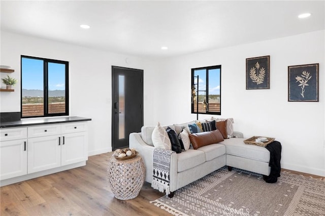 1561 Shoshone Valley Rd Unit 29, Palms, CA 92277 - living area featuring light wood-style flooring, baseboards, and recessed lighting