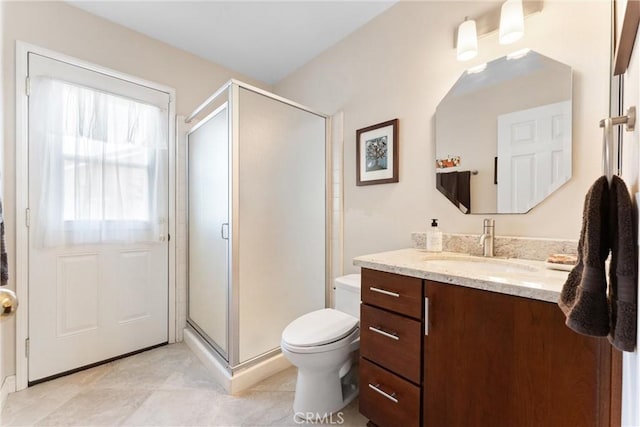 6421 Acacia Hill Dr, Yorba Linda, CA 92886 - full bathroom with vanity, a shower stall, and toilet