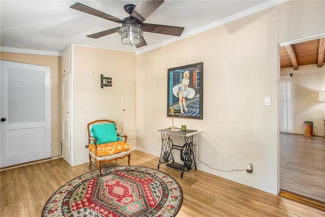 1872 Arroyo Dr, Riverside, CA 92506 - living area featuring wood finished floors and ceiling fan
