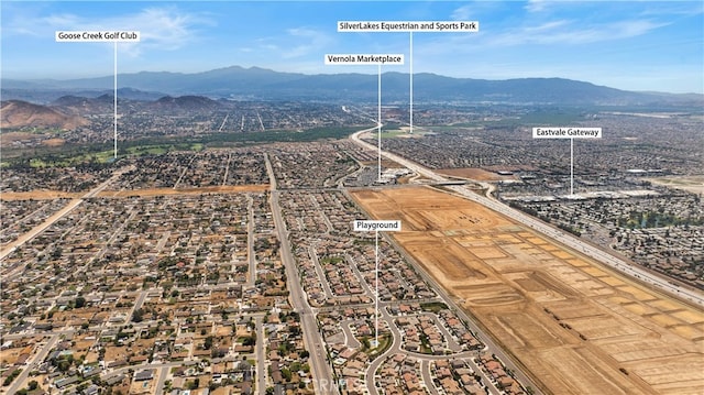 11877 Crossbill Way, Jurupa Valley, CA 91752 - aerial overview of property's location with a mountainous background