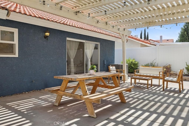 27721 Wakefield Rd, Castaic, CA 91384 - view of patio / terrace featuring a pergola, outdoor dining space, and outdoor lounge area