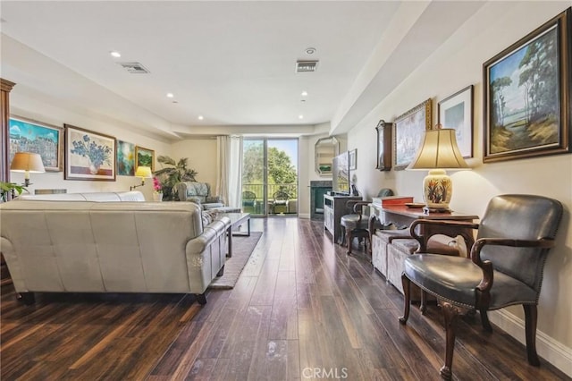 11218 Camarillo St Unit 305, Toluca Lake, CA 91602 - living area with dark wood finished floors and recessed lighting