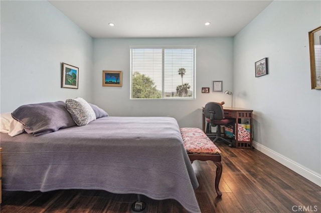 11218 Camarillo St Unit 305, Toluca Lake, CA 91602 - bedroom featuring baseboards, wood finished floors, and recessed lighting