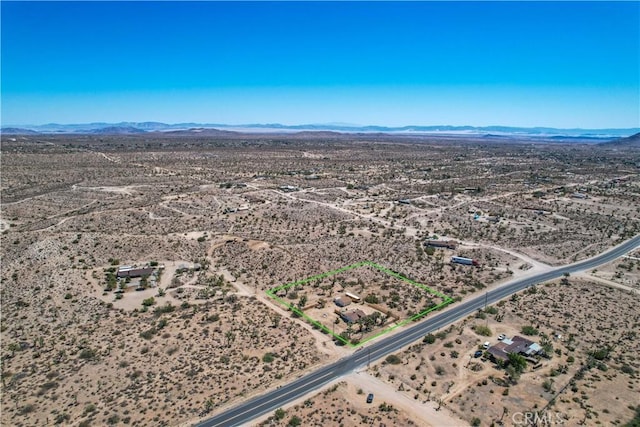57620 Buena Vista Dr, Yucca Valley, CA 92284 - view of rural area with a desert landscape, a mountain backdrop, and property boundaries highlighted