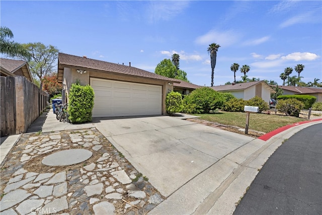 819 Shade Tree Ln, Fallbrook, CA 92028 - ranch-style house with stucco siding, a garage, and concrete driveway