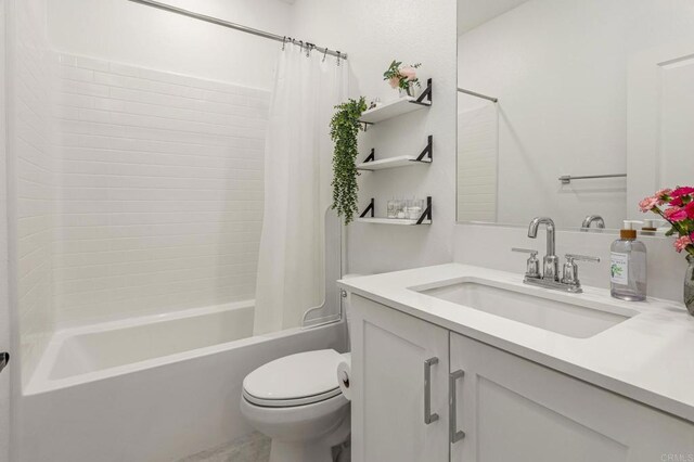 675 Westbrook Loop, San Marcos, CA 92078 - bathroom featuring toilet, vanity, and shower / bath combination with curtain