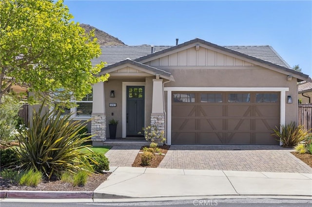 3207 Daisy Ln, San Luis Obispo, CA 93401 - craftsman inspired home with decorative driveway, stucco siding, a garage, and a tile roof