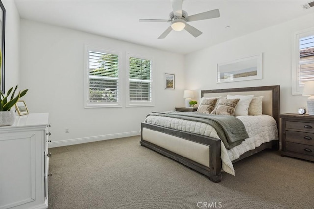 3207 Daisy Ln, San Luis Obispo, CA 93401 - bedroom with multiple windows, carpet flooring, baseboards, and ceiling fan