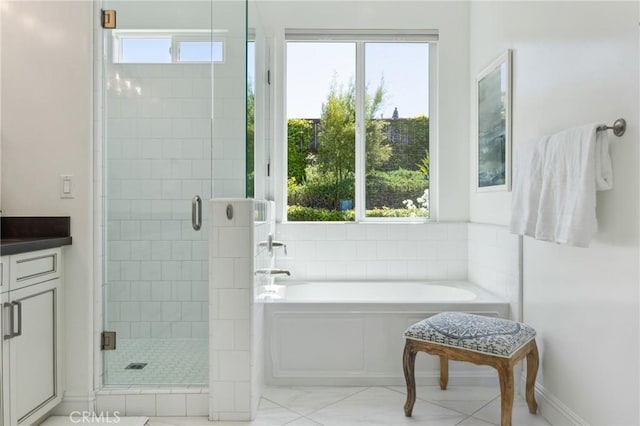 3207 Daisy Ln, San Luis Obispo, CA 93401 - bathroom featuring a bath, a stall shower, and vanity