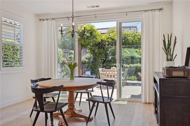 3207 Daisy Ln, San Luis Obispo, CA 93401 - dining room featuring healthy amount of natural light, a chandelier, and light wood-style flooring