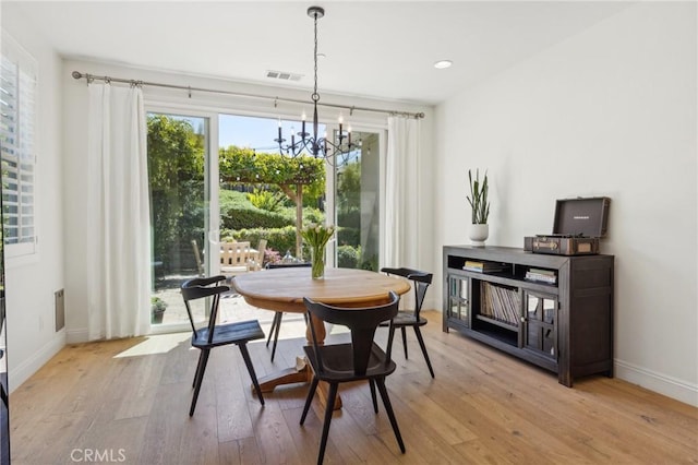 3207 Daisy Ln, San Luis Obispo, CA 93401 - dining room featuring a chandelier, baseboards, light wood finished floors, and recessed lighting