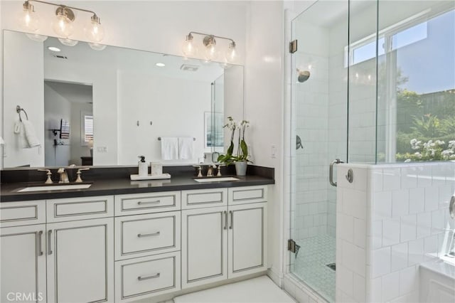 3207 Daisy Ln, San Luis Obispo, CA 93401 - full bath with a stall shower, plenty of natural light, and double vanity