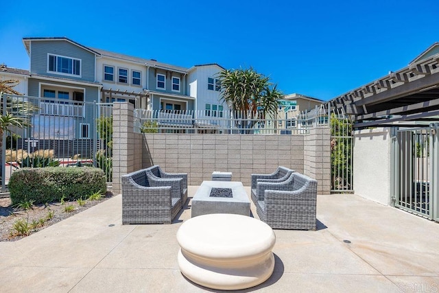 1105 Hibiscus Way, Oceanside, CA 92054 - view of patio featuring an outdoor living space with a fire pit