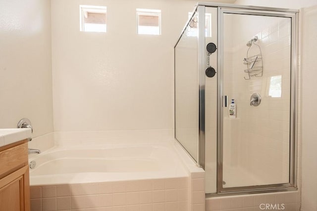 29557 Warmsprings Dr, Menifee, CA 92584 - full bath featuring vanity, a shower stall, and a bath