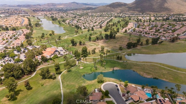 29557 Warmsprings Dr, Menifee, CA 92584 - aerial view of property and surrounding area with nearby suburban area, a water and mountain view, and a local golf course