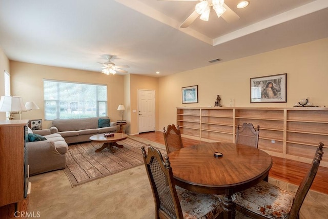 29557 Warmsprings Dr, Menifee, CA 92584 - dining area with a ceiling fan and recessed lighting