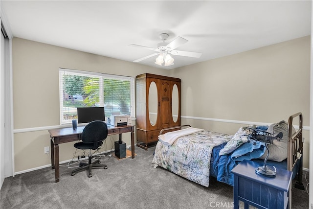 2201 Archdale St, Riverside, CA 92506 - carpeted bedroom featuring an office area, ceiling fan, and baseboards
