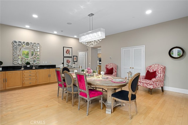 4160 New Hampshire Ave, Claremont, CA 91711 - dining space featuring light wood-type flooring, recessed lighting, and baseboards