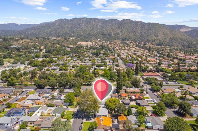 814 Brinsey Ave, Duarte, CA 91010 - aerial overview of property's location with a mountain backdrop and nearby suburban area