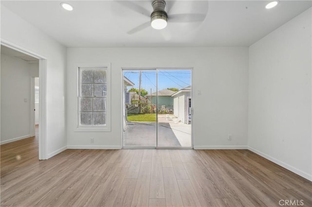 1509 W 138th St, Compton, CA 90222 - spare room with wood finished floors, a ceiling fan, baseboards, and recessed lighting