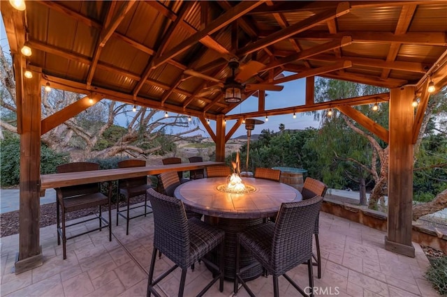 26525 Carancho Rd, Temecula, CA 92590 - view of patio featuring a gazebo, outdoor dining space, and ceiling fan