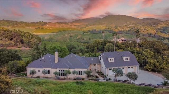 26525 Carancho Rd, Temecula, CA 92590 - aerial view at dusk of a mountain view