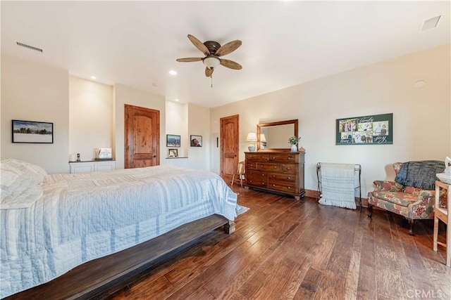 26525 Carancho Rd, Temecula, CA 92590 - bedroom with hardwood / wood-style flooring, recessed lighting, and a ceiling fan