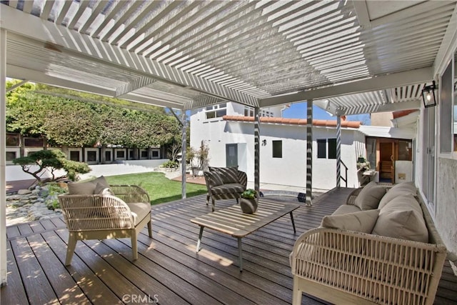 17805 Winterberry St, Fountain Valley, CA 92708 - deck with an outdoor living space and a pergola