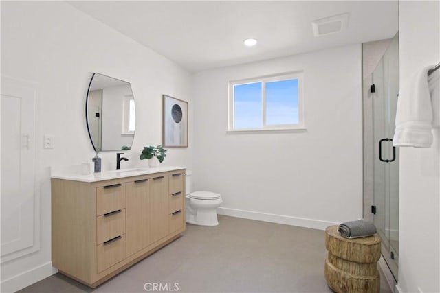 17805 Winterberry St, Fountain Valley, CA 92708 - full bath with vanity, an enclosed shower, toilet, and baseboards