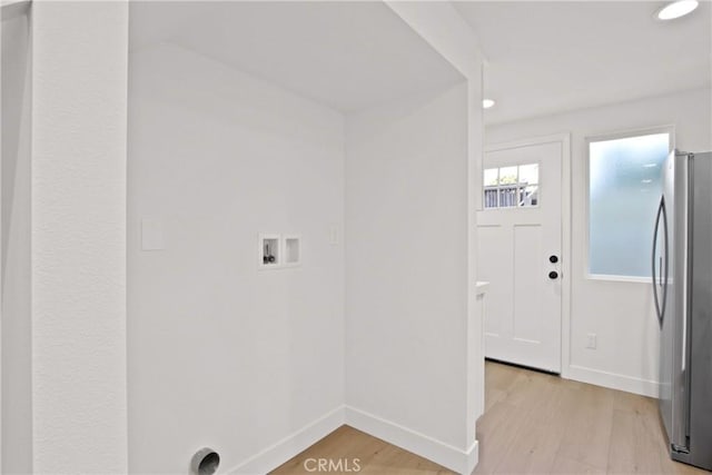 17805 Winterberry St, Fountain Valley, CA 92708 - washroom featuring washer hookup, light wood-style floors, and recessed lighting