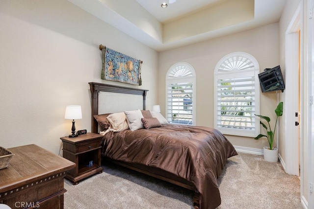 30801 Via Conquista, San Juan Capistrano, CA 92675 - bedroom featuring carpet, baseboards, and a tray ceiling