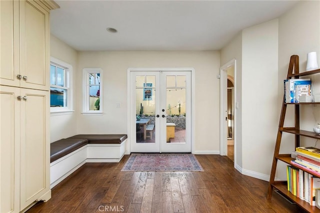209 Ximeno Ave, Long Beach, CA 90803 - foyer entrance with dark wood finished floors, french doors, and baseboards