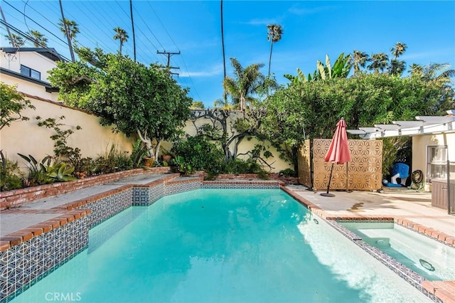 209 Ximeno Ave, Long Beach, CA 90803 - view of pool with a fenced backyard, a patio area, and a pool with connected hot tub