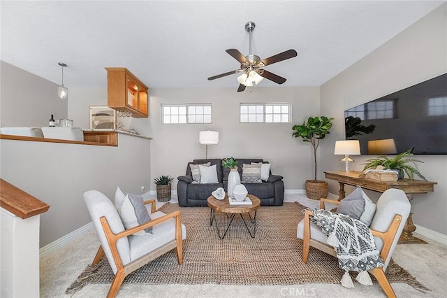 435 Orlena Ave, Long Beach, CA 90814 - carpeted living area with a ceiling fan and baseboards