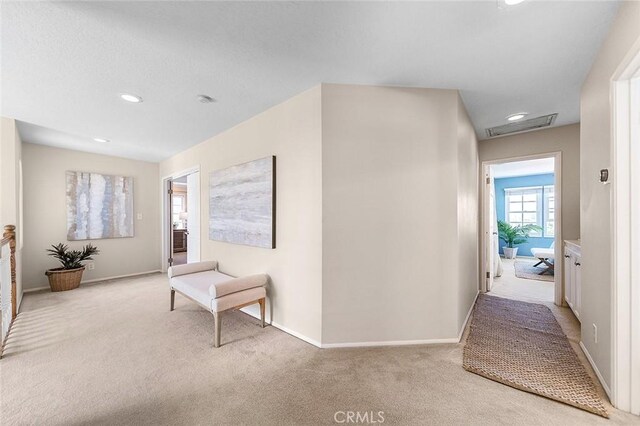 435 Orlena Ave, Long Beach, CA 90814 - hall featuring light colored carpet, attic access, baseboards, and recessed lighting