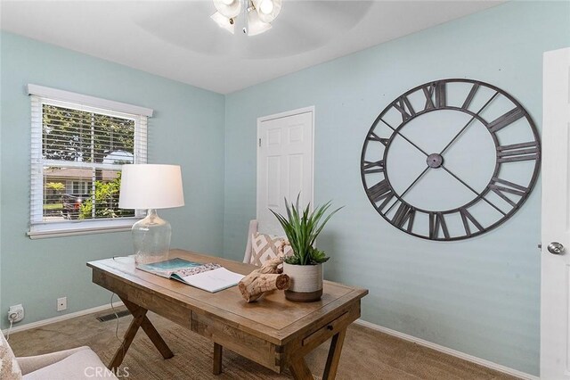 435 Orlena Ave, Long Beach, CA 90814 - carpeted home office with a ceiling fan and baseboards