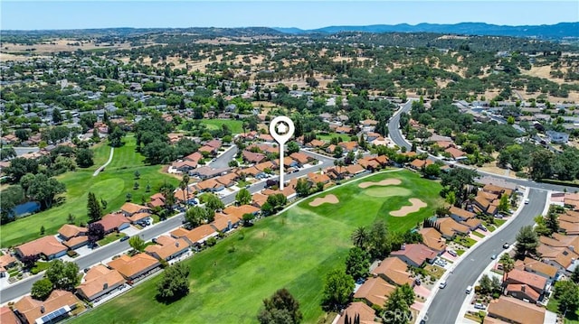 917 Saint Ann, Paso Robles, CA 93446 - aerial view of property and surrounding area with a mountainous background, a golf club, and nearby suburban area
