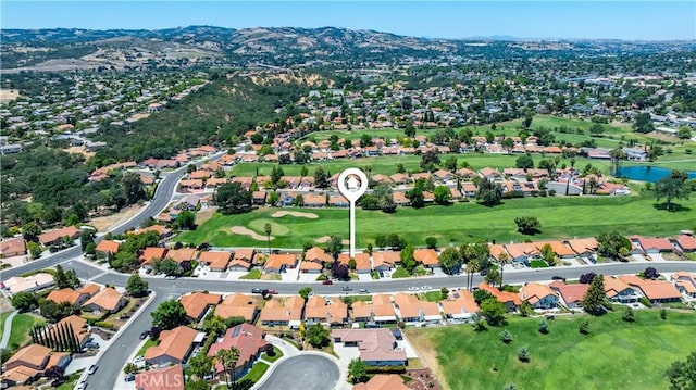 917 Saint Ann, Paso Robles, CA 93446 - aerial view of property's location with a golf course, a water and mountain view, and nearby suburban area