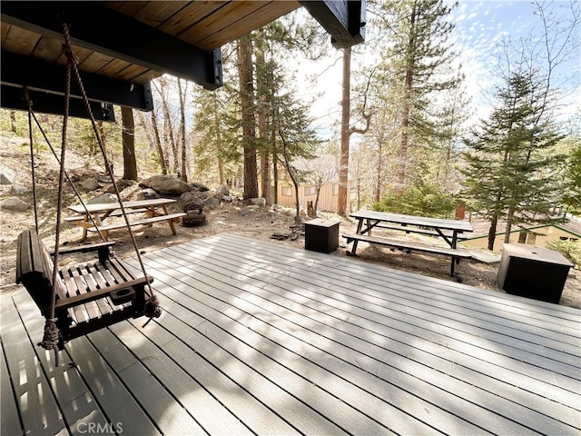 2484 Pine Dr, Running Springs, CA 92382 - view of wooden deck