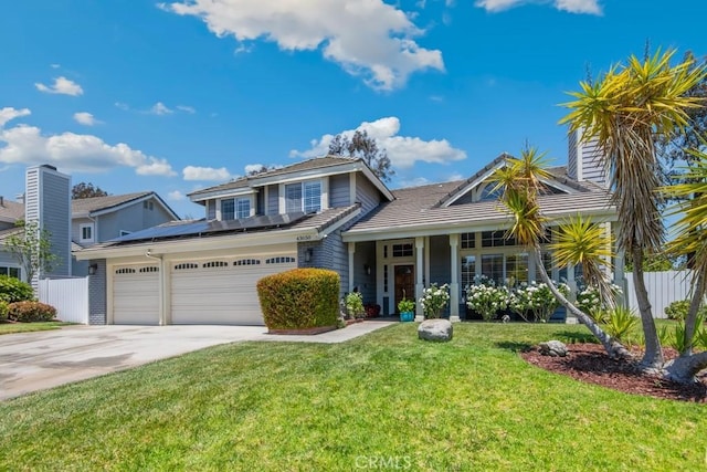 43650 Buckeye Rd, Temecula, CA 92592 - traditional home featuring driveway, roof mounted solar panels, and a garage