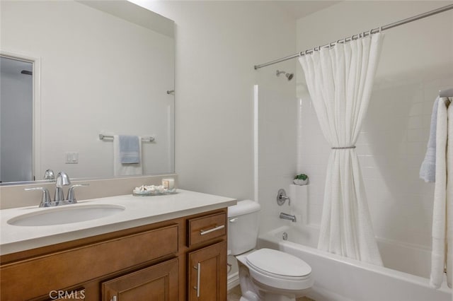 24923 Hearth Ct, Valencia, CA 91354 - bathroom featuring shower / bath combination with curtain, vanity, and toilet