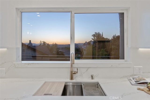 23835 Bella Vista Dr, Newhall, CA 91321 - kitchen view of light stone countertops and a sink