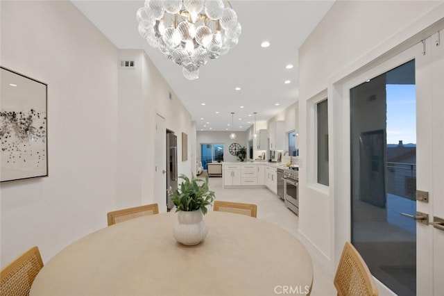 23835 Bella Vista Dr, Newhall, CA 91321 - dining area with a chandelier and recessed lighting