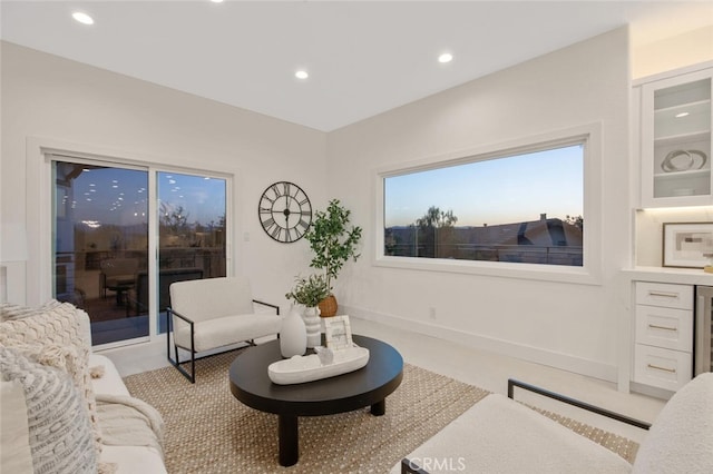 23835 Bella Vista Dr, Newhall, CA 91321 - living room with recessed lighting and beverage cooler