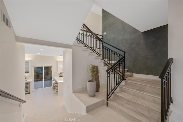 23835 Bella Vista Dr, Newhall, CA 91321 - staircase featuring recessed lighting and baseboards