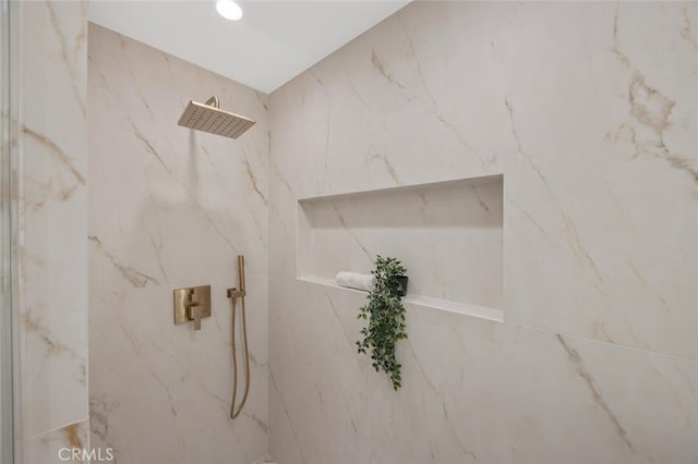 23835 Bella Vista Dr, Newhall, CA 91321 - full bathroom featuring a marble finish shower